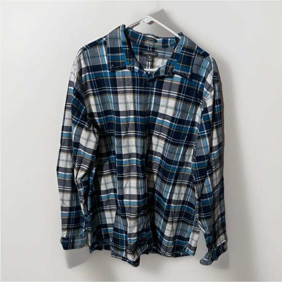 Eddie Bauer Plaid Long Sleeve Button Up Mens Flannel Shirt Size XXL Tall - Picture 1 of 3